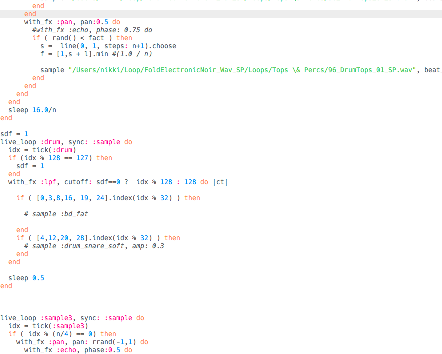 Sonic Pi Beatslicing session